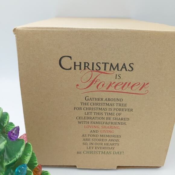 Christmas Is Forever Light Up Tree Ceramic Colored Bulbs 7.5” Battery Powered‎ - Picture 2 of 4